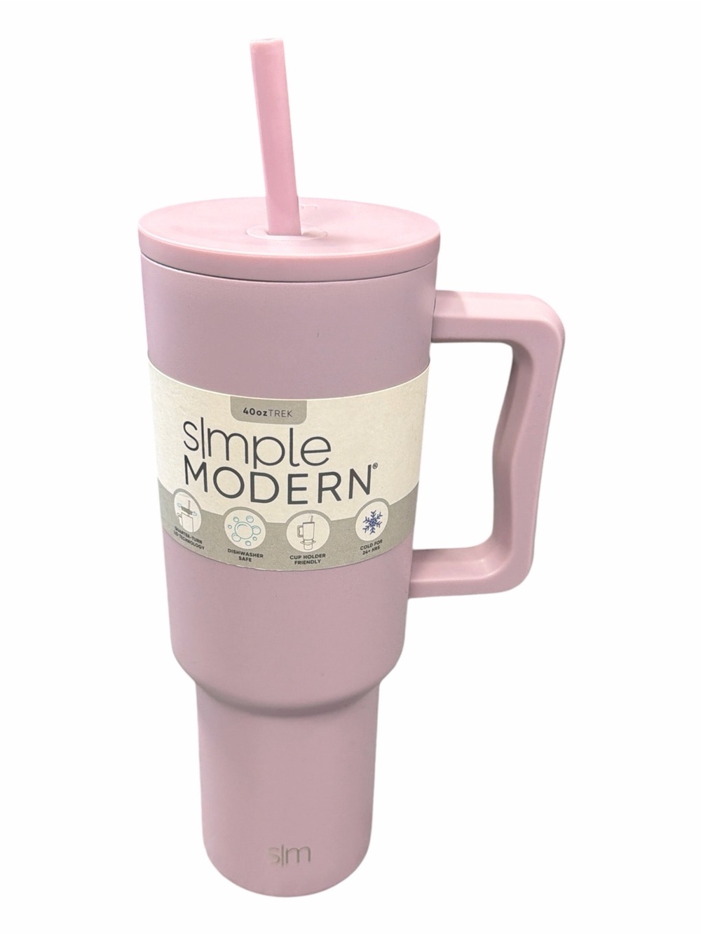 Simple Modern Pink Insulated Travel Tumbler‎  with Straw and Handle